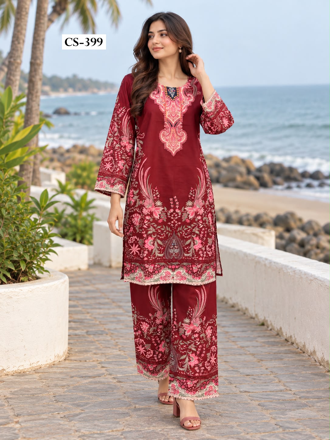Ruby Bloom Co-ord Set  - IMPORTED RAYON