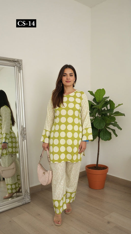 Lime Green Polka - Imported Rayon