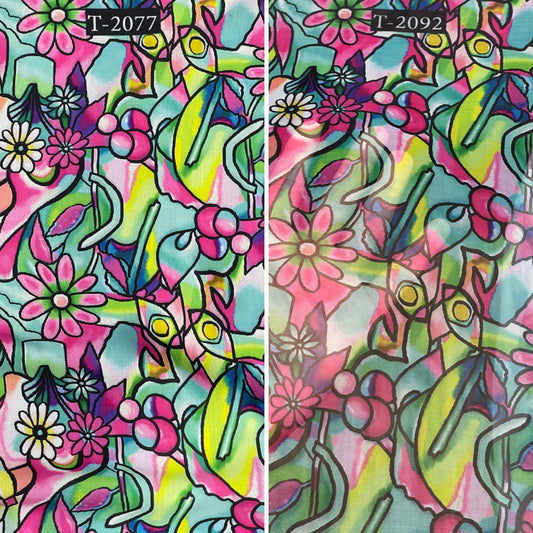 Combo Print - Modal Satin + Organza