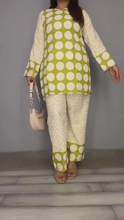 Lime Green Polka - Imported Rayon